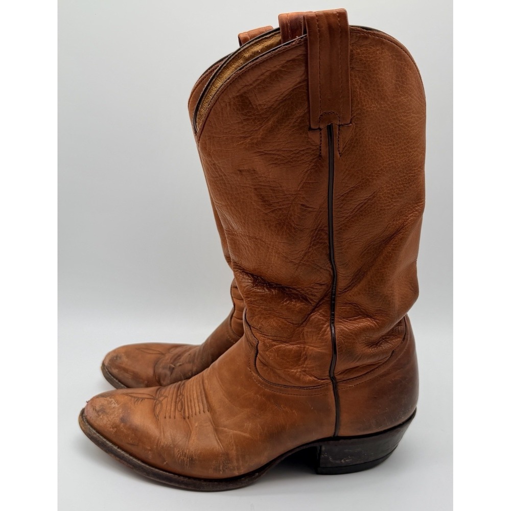 Vintage Tony Lama Women's Size 10B Brown Cowboy Boots Leather Western USA Made
